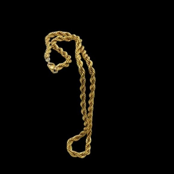 Vintage Gold Tone Twisted Rope Chain Necklace 20" - Picture 2 of 5